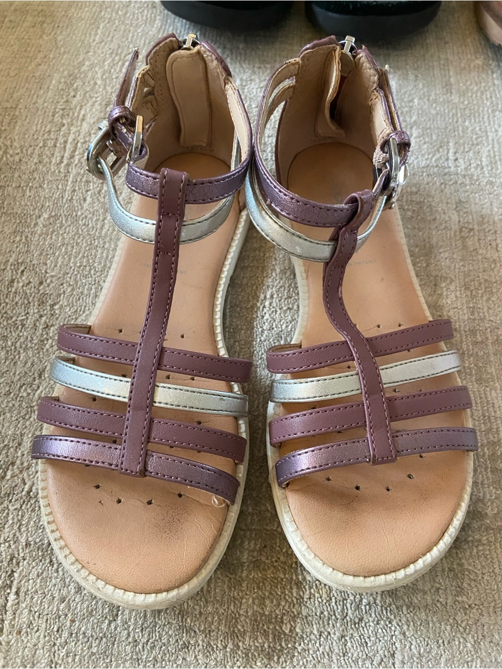 Geox Girls Strappy Metallic Mauve Sandals 31